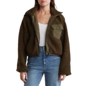 Ever After Teddy Hooded Satin-Lined Jacket - Size Large - Rain Forest